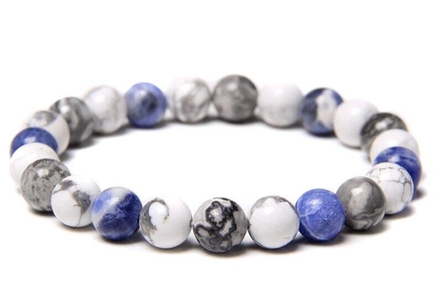 Bracelet Pierres Naturelles Sur Mesure - Jaspe Unakite Et Pierre De Lave - Noir Vert Rose - Fait Main