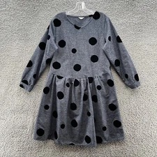 niko and Dress Women Large Blue Black Velvet Polka Dot Relax Pleat Pockets Japan