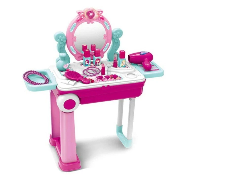 Conjunto de vaidade de beleza infantil meninas fingem brincar conjunto e mala de maquiagem, crianças, meninas 3+ - Imagem 4 de 4