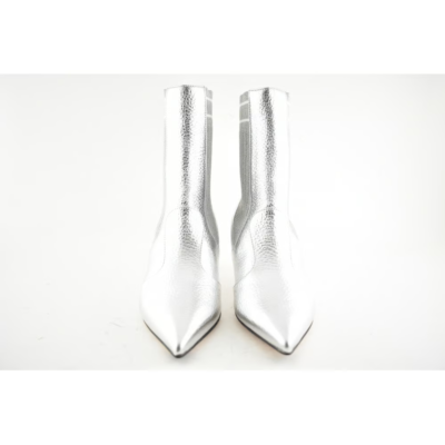 Fendi Rockoko Silver Scuba Stretch FF Logo Knit Sock Ankle Kitten
