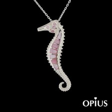 Solid 925 Sterling Silver Seahorse Pendant Necklace Mother Of Pearl Shell Animal