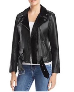 calvin klein black leather jacket womens