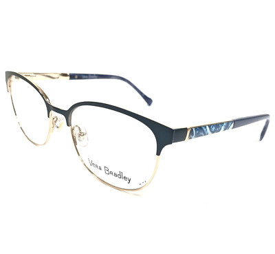 Vera Bradley Eyeglasses Frames Cleo Indio INO Blue Gold Cat Eye 52-17-135