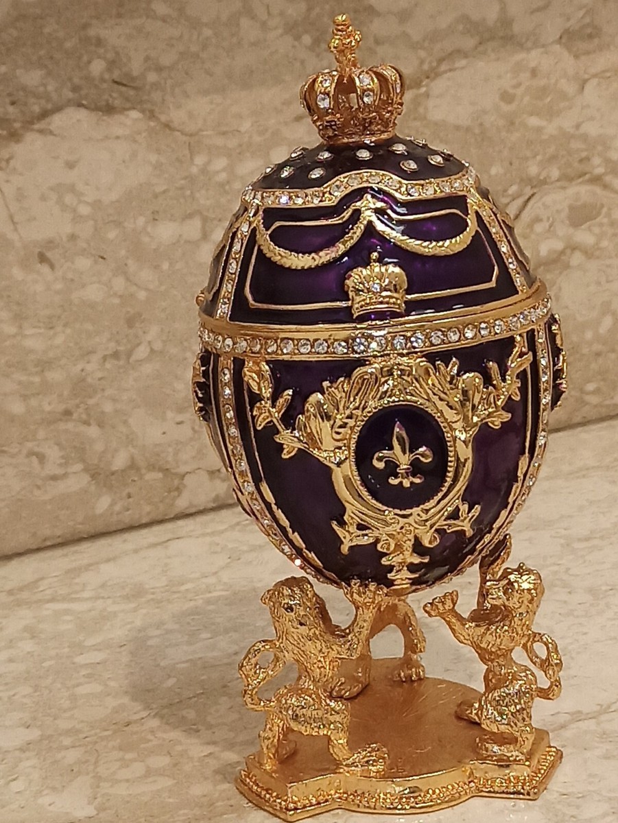 Faberge Egg 24k Gold Purple Royal Fabrege 4ct Swarovski Diamond