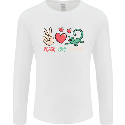 Peace Love Lizards lustiges Gecko Leguan Herren Langarm T-Shirt