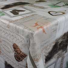 Nappe en Toile Cirée Nappe Noël Bois Cœur Laine Marqué KE04710 Carré Rond Oval