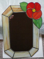 Lustro Tiffany ok. 42 x 30 cm ręcznie robiony wieszak tył unikat