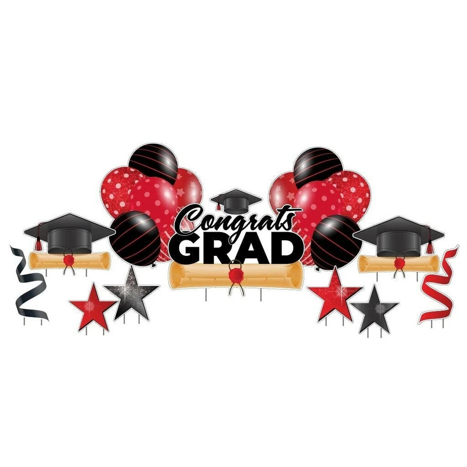 VictoryStore Congrats Grad Candy Apple Red Graduation Party Yard Display 20025C - Image 2 of 4