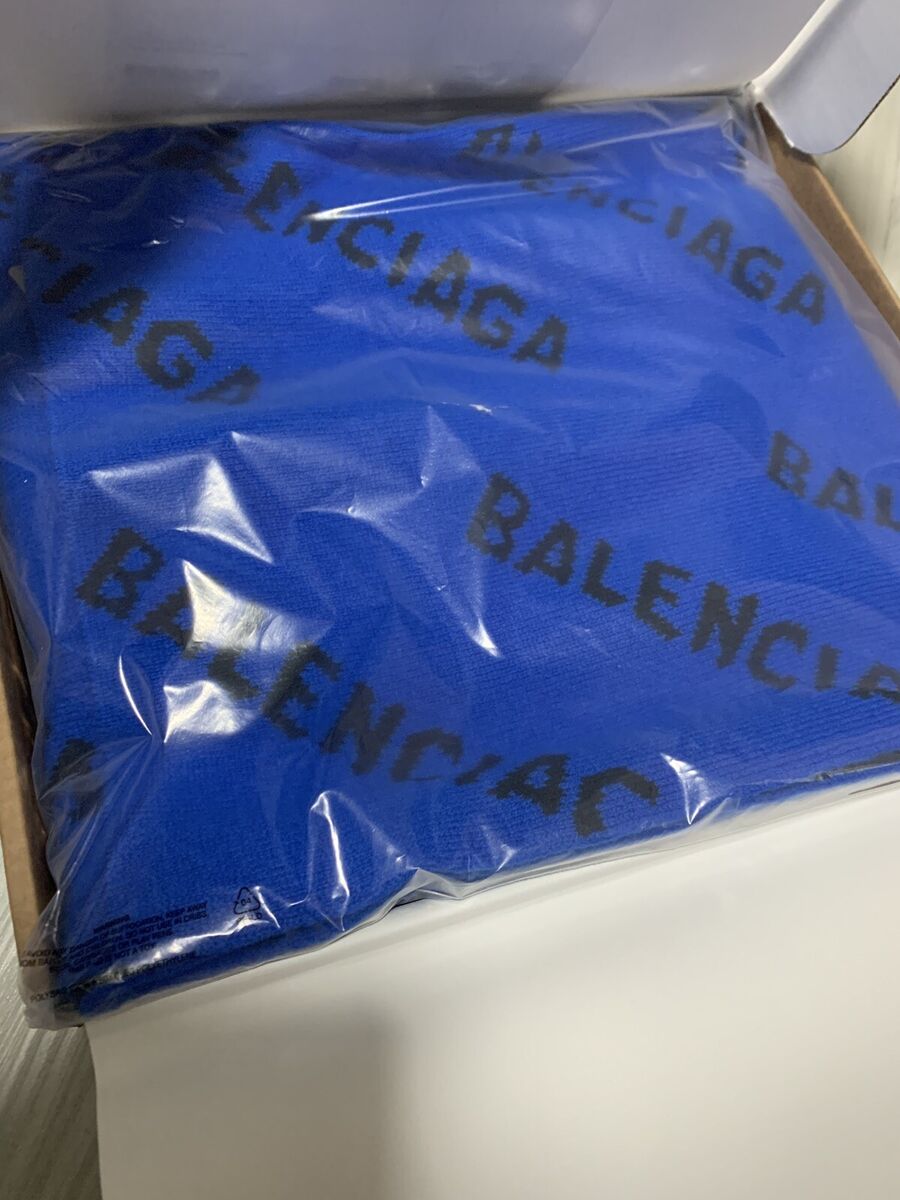 Balenciaga Allover Logo Blue/ Black Scarf New | eBay Balenciaga Allover Logo Blue/ Black Scarf New | eBay