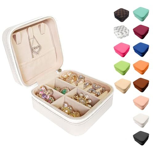 Small Travel Jewelry Box, Portable Mini Jewelry Leather Box Jewelry Ring White
