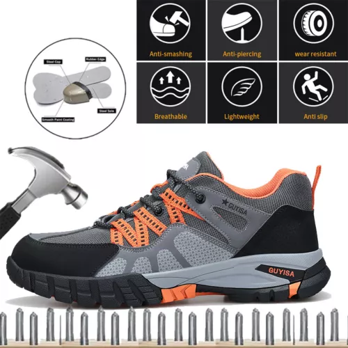 Men's Safety Work Shoes Steel Toe Lightweight Indestructible Boots Non-Slip - Picture 3 of 24