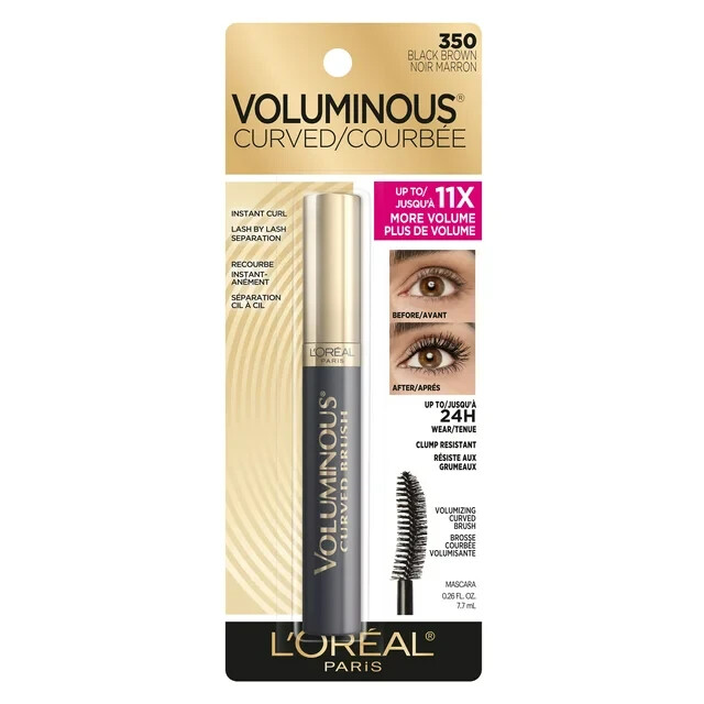L'Oreal Paris Voluminous Original Curved Brush Mascara, 350 Black Brown