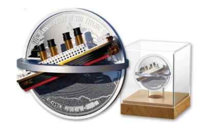 2022 Titanic 110th Anniversary 3D Shaped 2 oz .999 Silver Coin