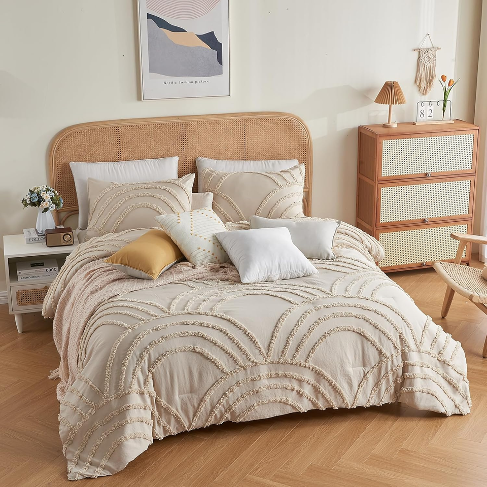 California King Comforter Set Beige King Size Comforter Set, 3 Pieces