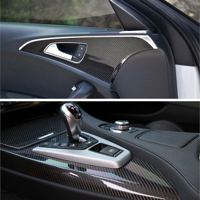 7D Car Interior Accessories Panel Black 12"x60" Carbon Fiber Vinyl Wrap Sticker - Image 3 of 4
