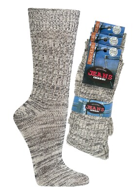 3 Paar Socken im original Jeans - Style 3/2 - Rippe handgekettelt echte Ferse