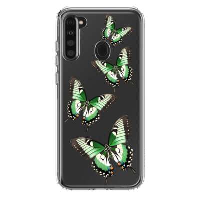 Mundaze Case for Samsung Galaxy A21 Cover Green Butterflies