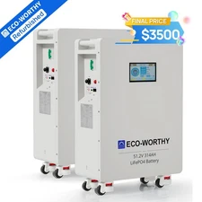 ECO-WORTHY 2Pack 48V 314AH (32.15kWh) LiFePO4 Battery Vertical Standing Backup