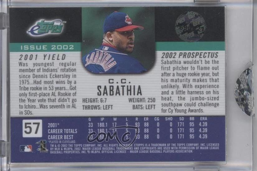 2002 eTopps /2525 CC Sabathia #57 HOF - Image 2 of 2
