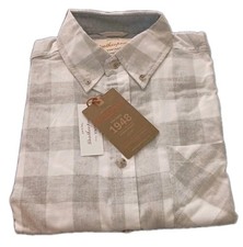 NWT Weatherproof Vintage Men's Small Gray Plaid 100 Cotton Long Sleeve Pocket