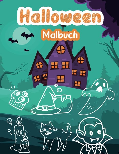 Halloween Malbuch Kinder 3-6 Jahre, 50 Ausmalbilder, Gruselige Motive-image