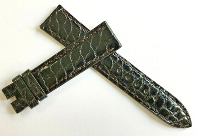 Genuine Chopard 18mm x 16mm Very Dark Brown Shiny Alligator Watch Band Strap 