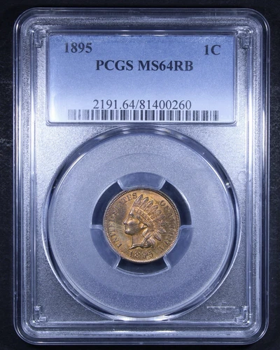 1895 Indian Head Cent - 1c PCGS MS64 RB - Red Brown