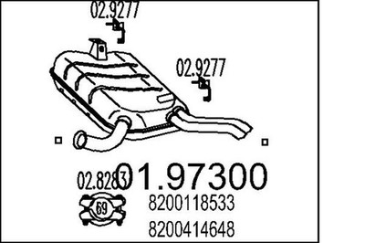 Endschalldämpfer Nachschalldämpfer MTS 01.97300 für RENAULT LAGUNA 2 BG0 KG0 dCi