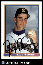1991 Bowman #249 DAVE FLEMING Seattle Mariners RC AUTO Hand Signed EX-NM