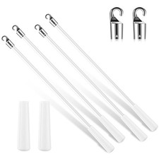 4 Pcs Blinds Wand Replacement with Hook and Handle White Fiberglass Long Vert...