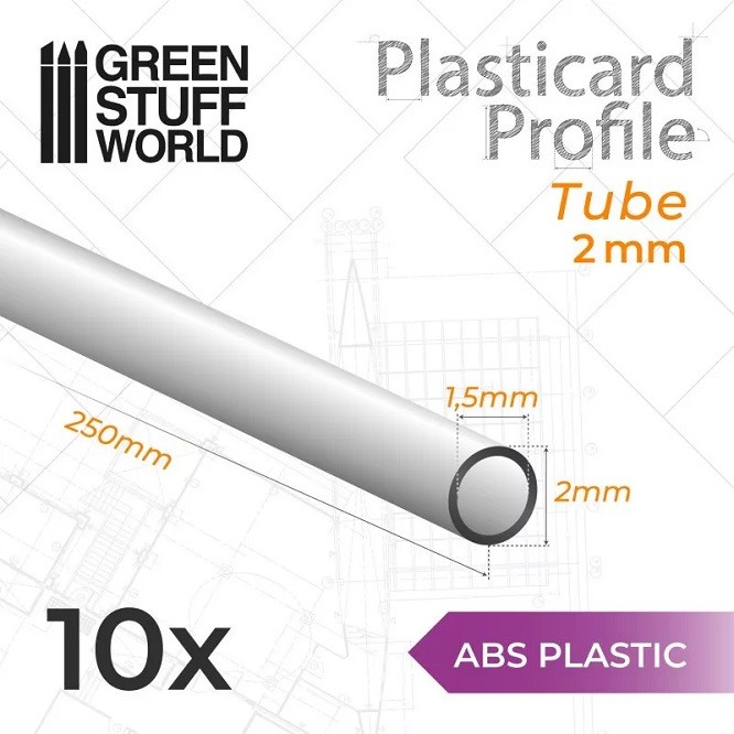 Green Stuff World GSW9234 ABS Plasticard Profile Tube 2 mm - New