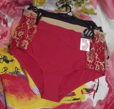 3 NEW PRIMA VALENTINA 871133 R NO PANTY LINES LACE SIDE PANELS BRIEF PANTIES XL