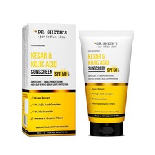 Dr. Sheth  s Kesar  Kojic Acid Sunscreen SPF 50  Brightening  Sun Protection