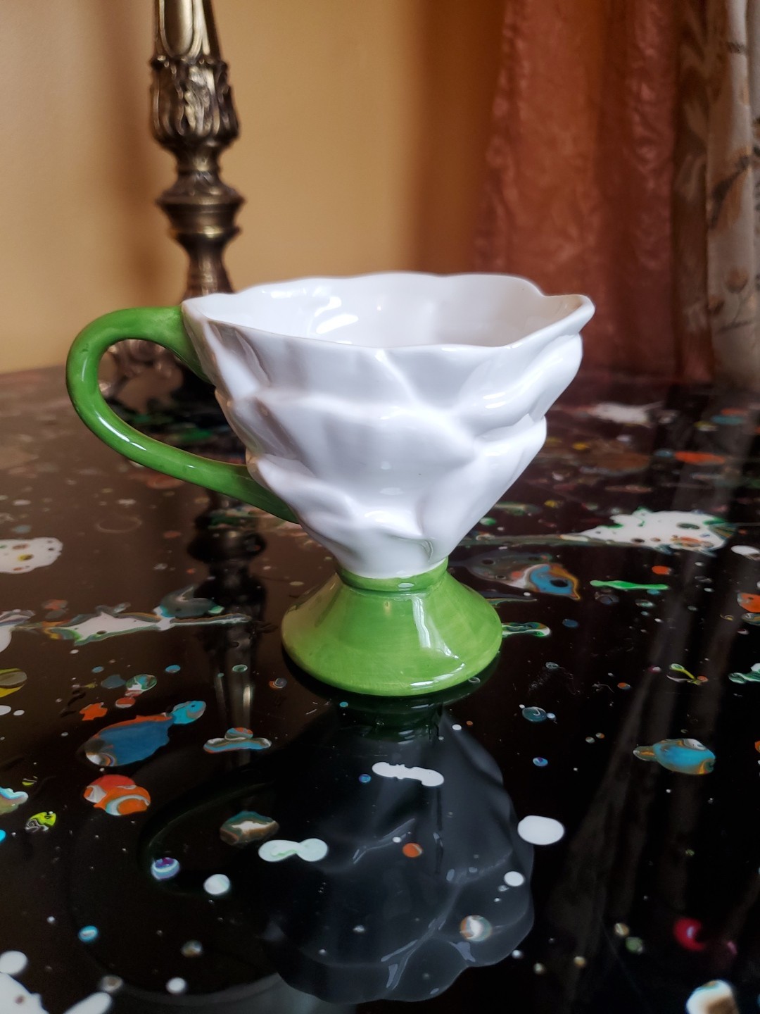 Teleflora Gift, White and Green Tea Cup, Made in China
