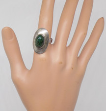 Hallmarked Jerusalem Israel Cabochon Eilat Stone 925 Sterling Silver Ring s5.5