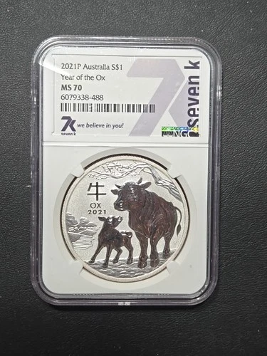 2021 Australia Silver Dollar NGC MS70 Year of the Ox .999 1 oz $1 7K Series