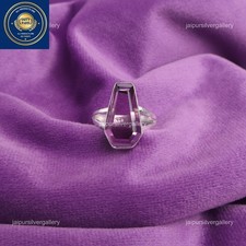 Faceted Natural Amethyst 925 Silver Solitaire Wedding February New Ring Jewelry