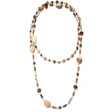 Beaded Long Necklace for Women, Dainty Natural Stone Boho Jewelry, Birthday Gift