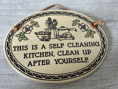 Vintage 1987 Trinity Pottery Wall Plaque Kitchen Rules Decor 7x5.5in