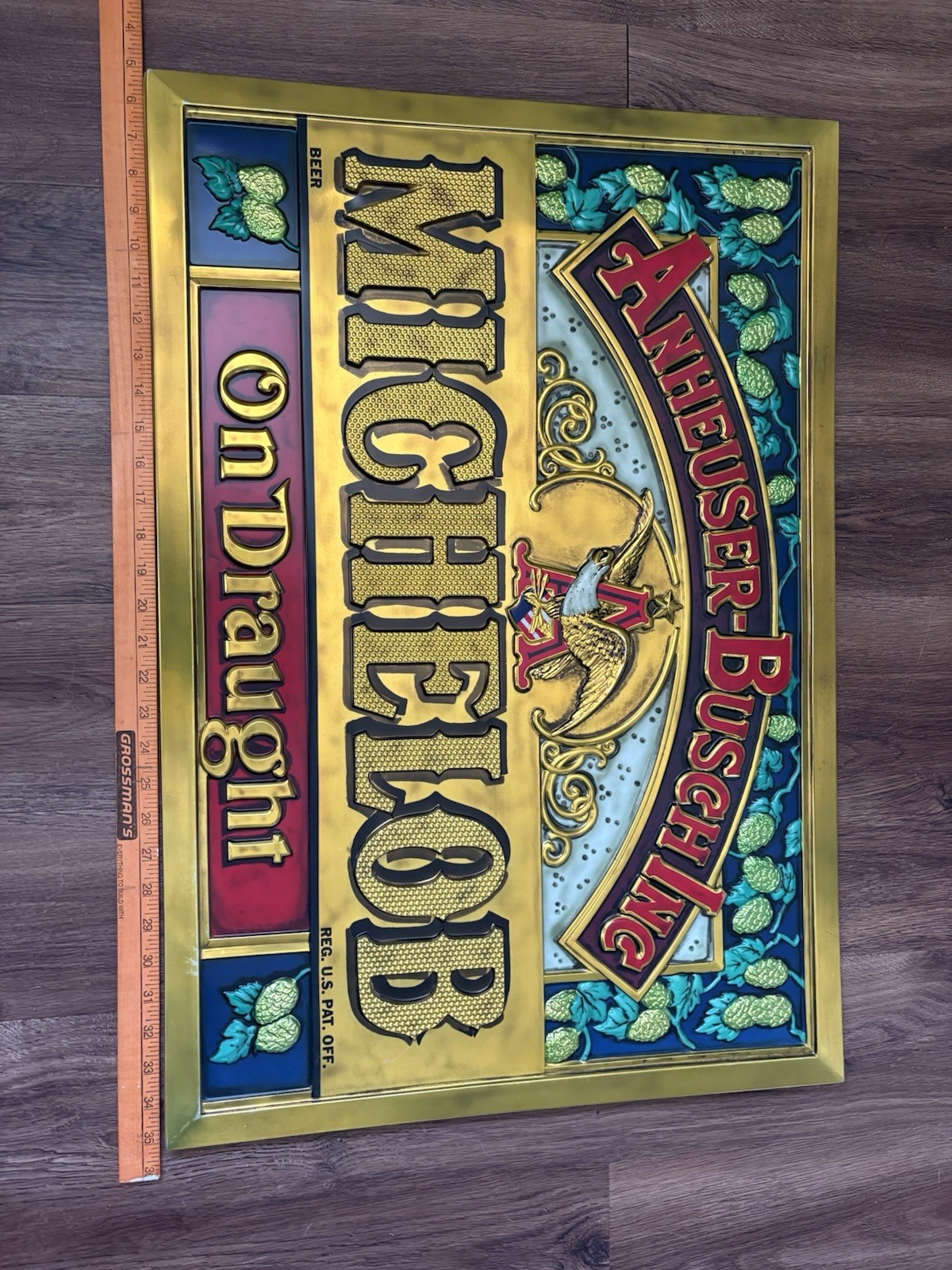 Anheuser Busch Michelob On Draught Vintage Beer Bar Sign 30”x21”