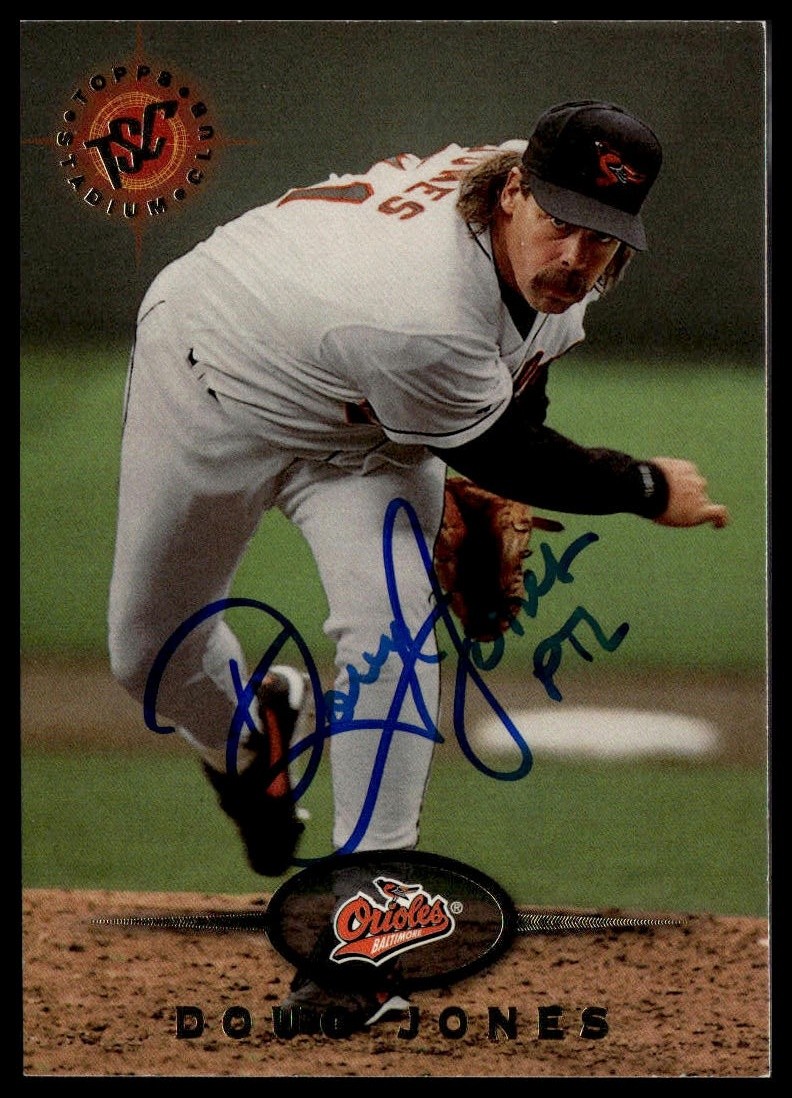 1995 Stadium Club #564 Doug Jones On Card Autograph Stache + Mullet