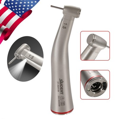 SANDENT Dental 1:5 Fiber Optic LED Contra Angle Handpiece Push Button 4 Spray pr