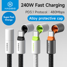 240W USB-C To USB-C Charging Cable 3.1 Fast Charger Braided For Samsung Iphone