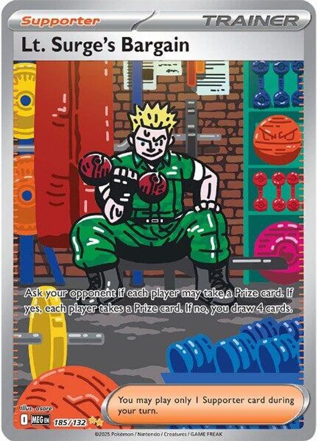 Pokemon Lt. Surge's Bargain (185/190) Mega Evolution LP HOLO