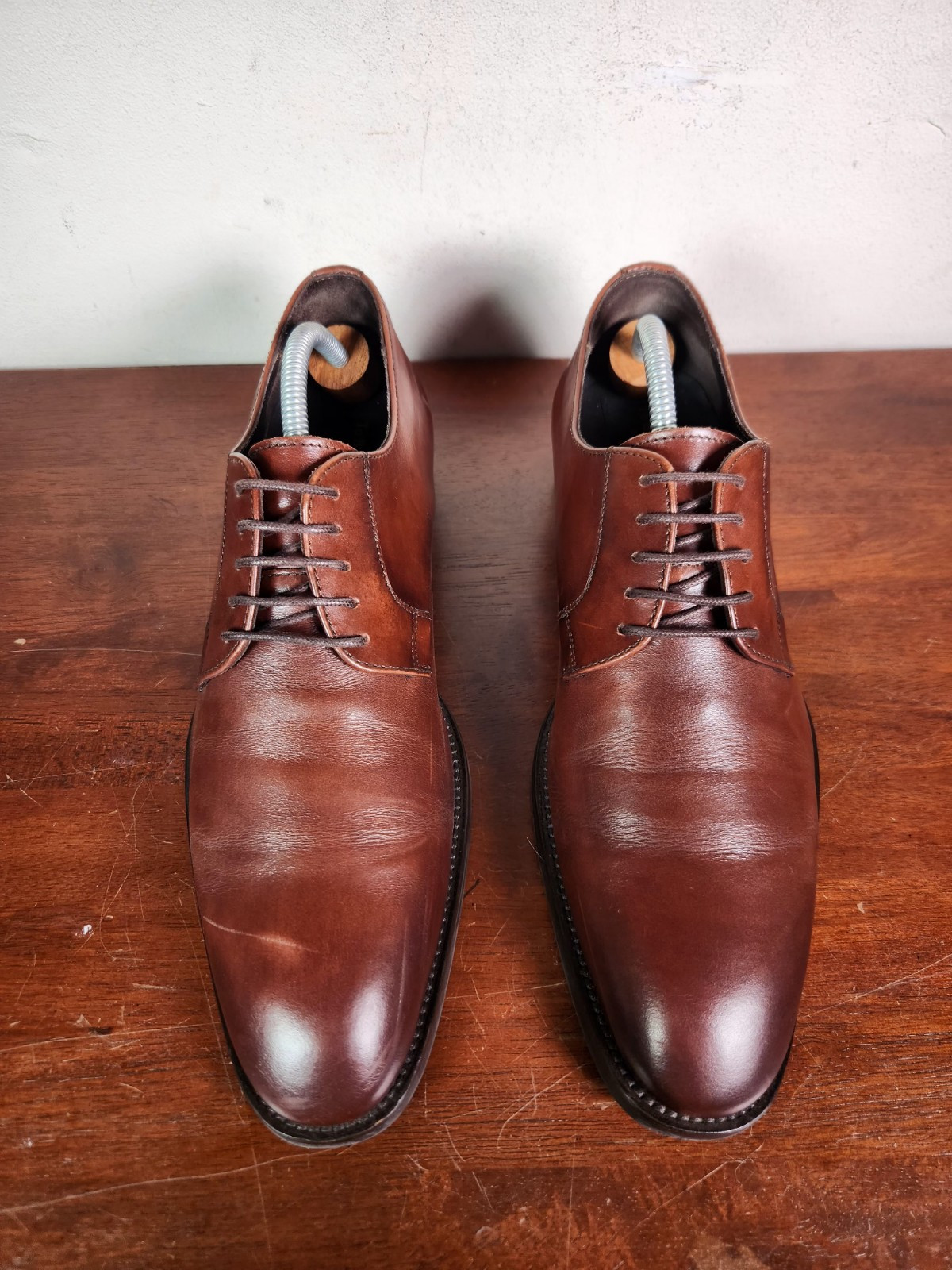 SAOLA TO BOOT NEW YORK Scarpe eleganti uomo 11 M Made in Italy pelle marrone BRAMPTON Derby