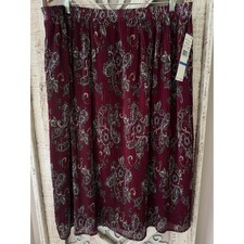 Alfred Dunner Paisley Pleated Midi Skirt Retro Cottagecore Pull On Boho XL