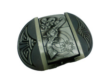 Belt Buckle Lighter Silver Gun Skull Revolver Target Belt width 1.5" NEW