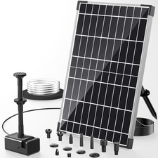 POPOSOAP 12W Solar Fountain Pump Outdoor, 1000 L/h Solar 4200mAh 1.5m Tubing
