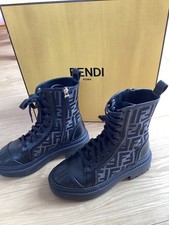 FENDI Boots Zucca Leather Knit 36 / 23cm
