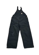 Carhartt R02 BLK Insulated Double Knee Overalls Bibs Duck Canvas Size 42x30 USA